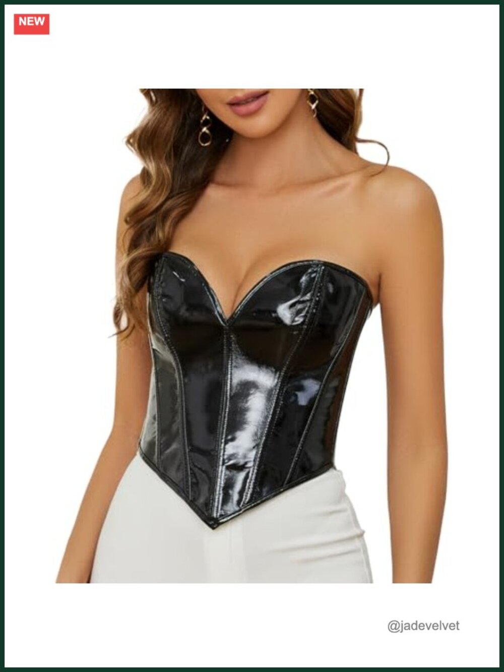 Strapless Patent PU Leather Corset Top Lace-up Bodyshaper Bustier Vest